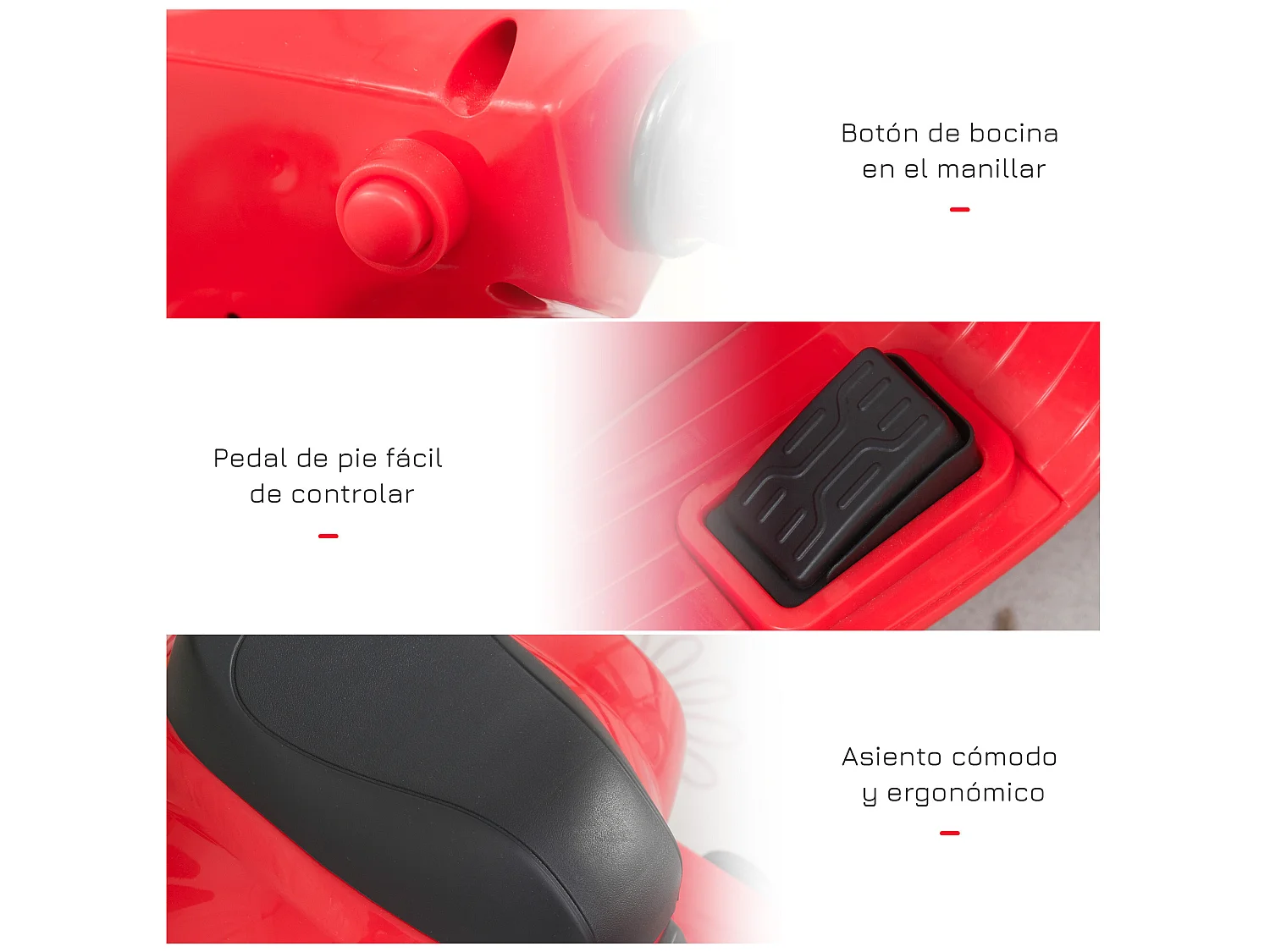 Moto eléctrica para niños rojo 66.5x38x52 cm HOMCOM