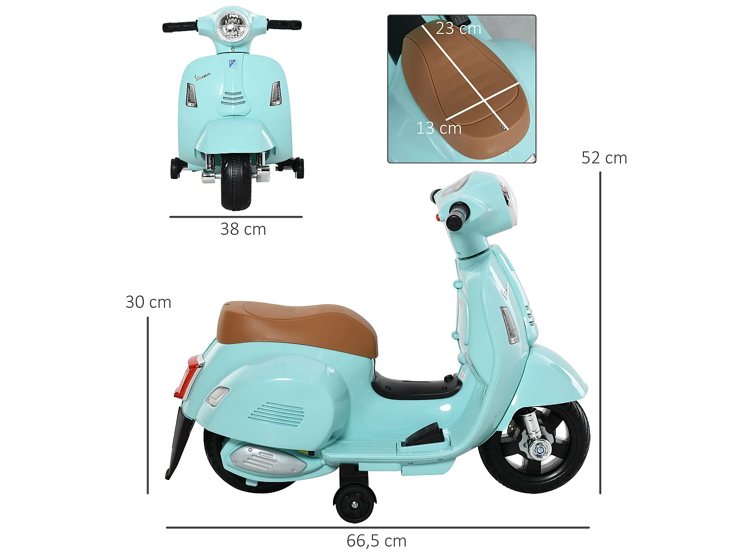 Moto eléctrica para niños verde 66.5x38x52 cm HOMCOM