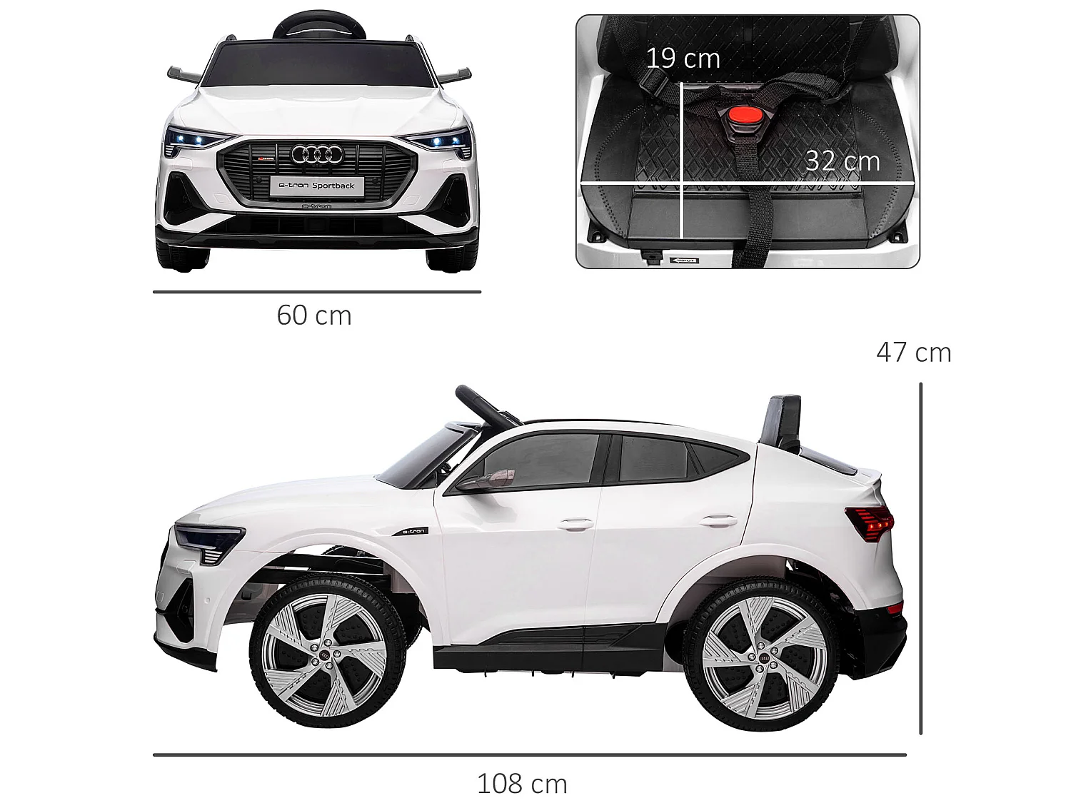 Coche eléctrico blanco 108x60x47 cm HOMCOM