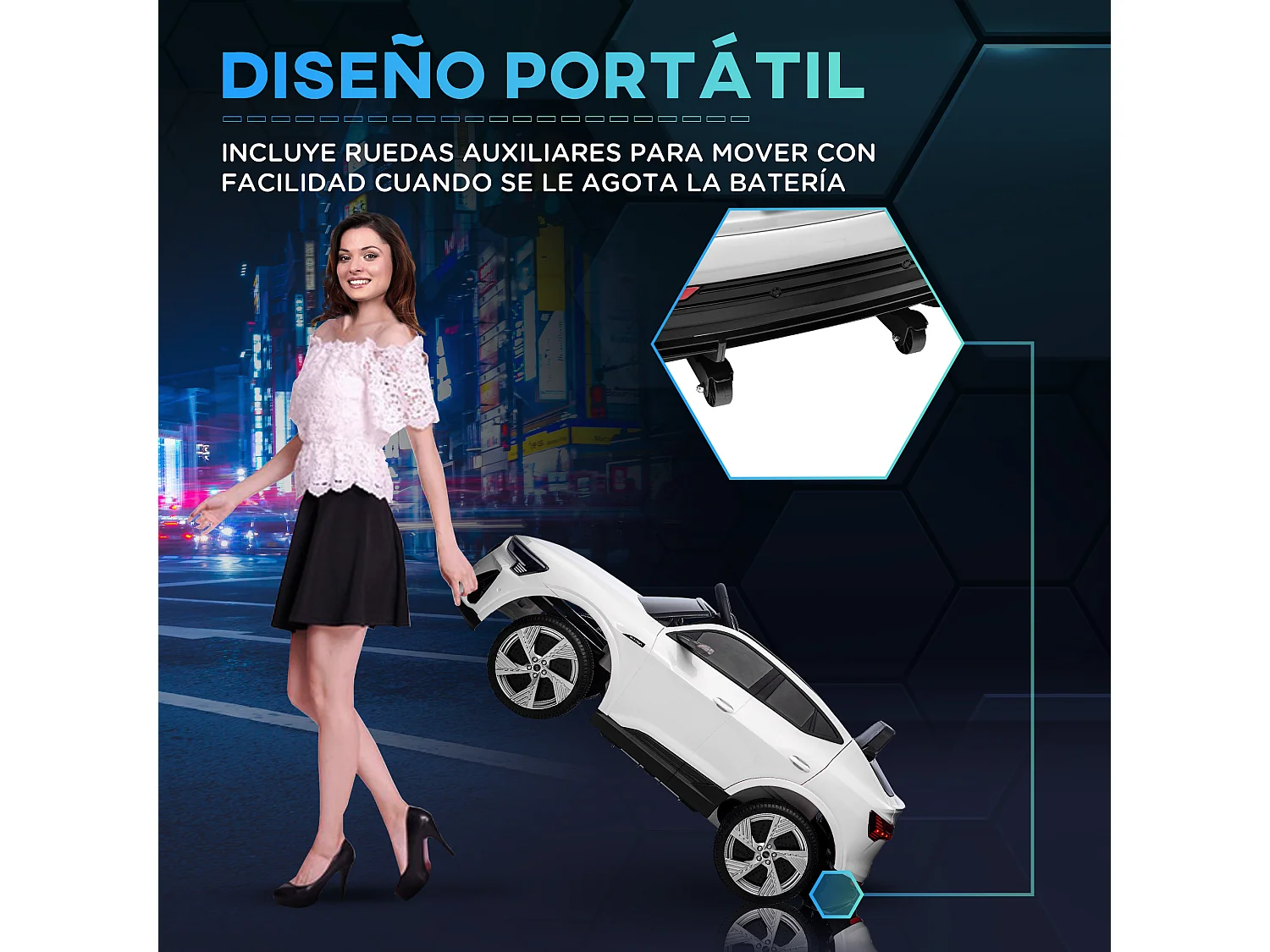 Coche eléctrico blanco 108x60x47 cm HOMCOM