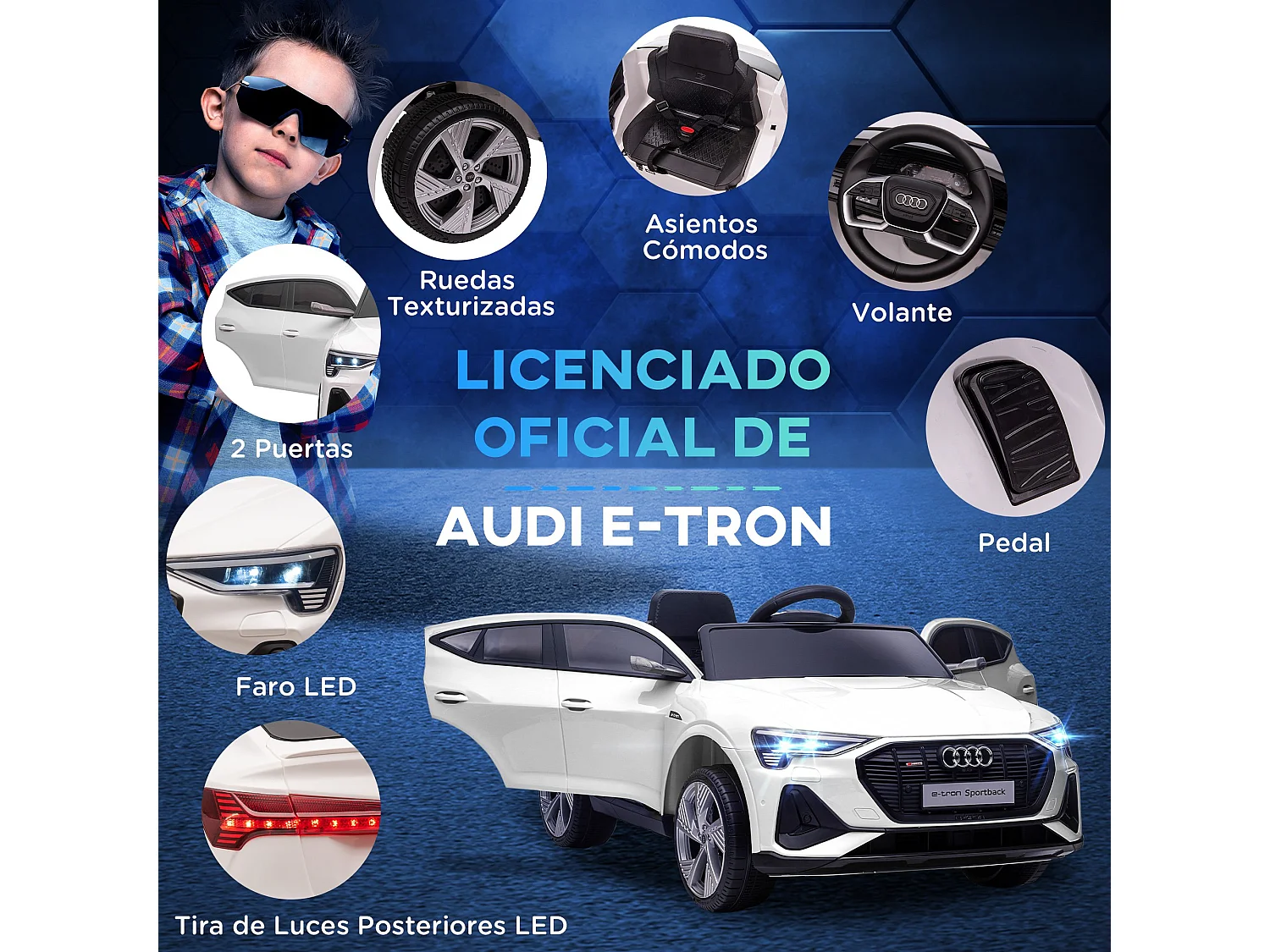 Coche eléctrico blanco 108x60x47 cm HOMCOM