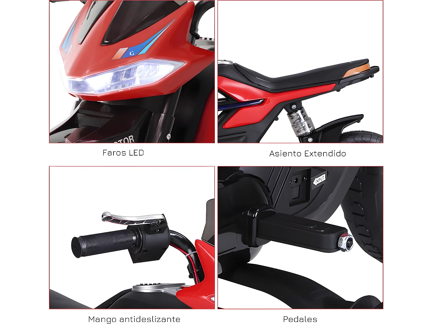 Moto eléctrica infantil rojo 105x52,3x62,3cm HOMCOM