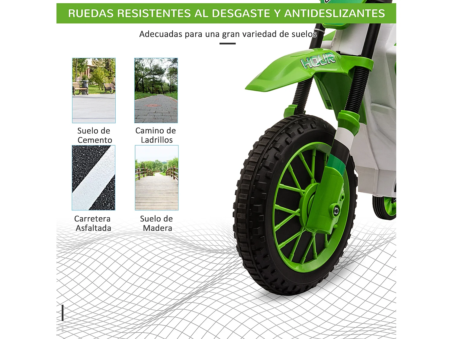 Moto eléctrica para niños verde 106.5x51.5x68 cm HOMCOM