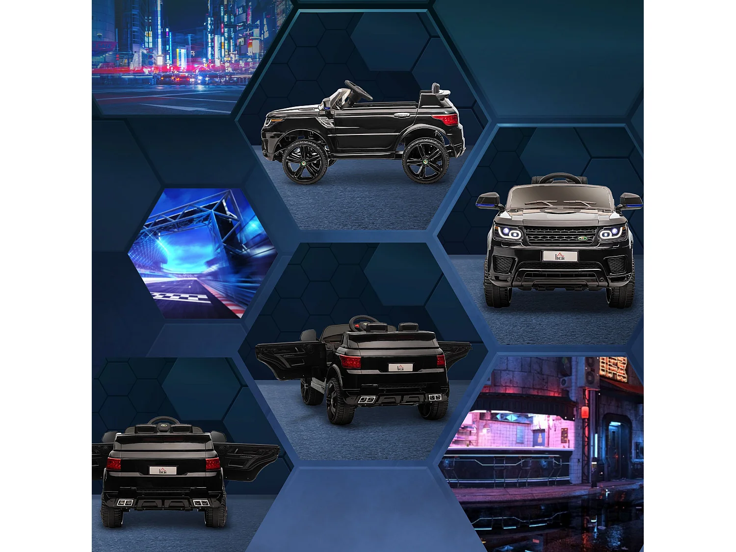 Coche eléctrico infantil negro 110x68x52 cm HOMCOM