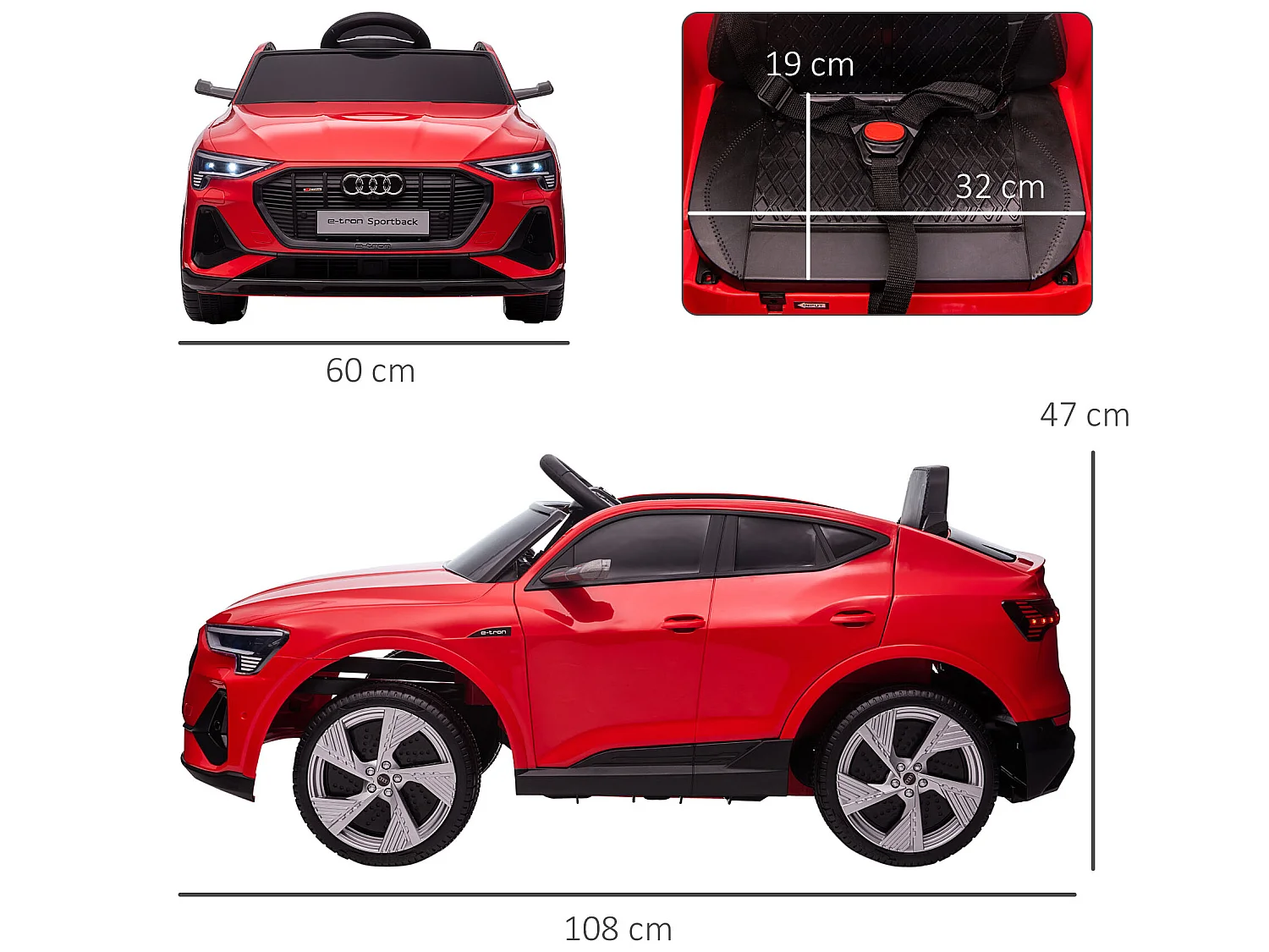 Coche eléctrico rojo 108x60x47 cm HOMCOM