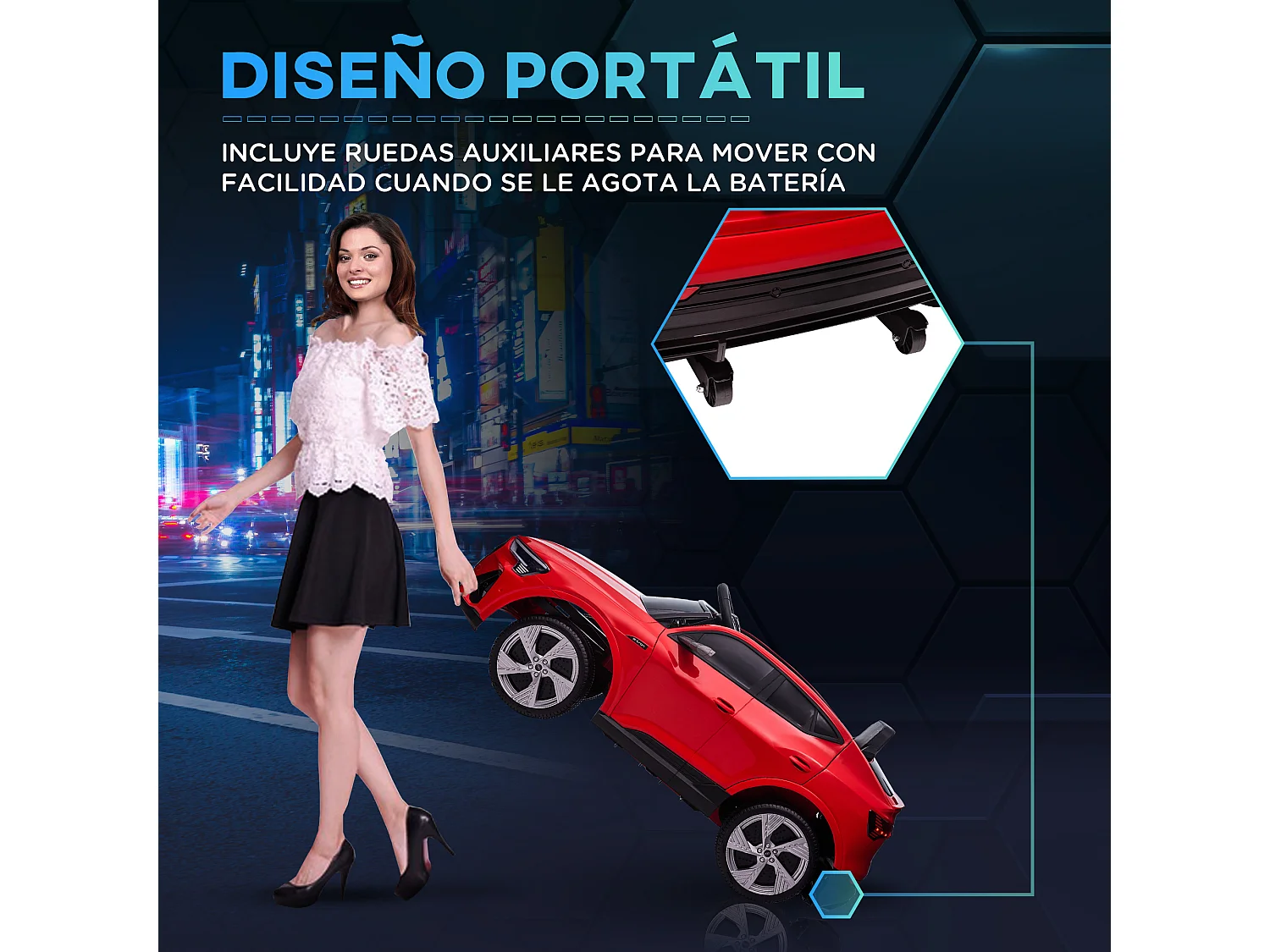 Coche eléctrico rojo 108x60x47 cm HOMCOM