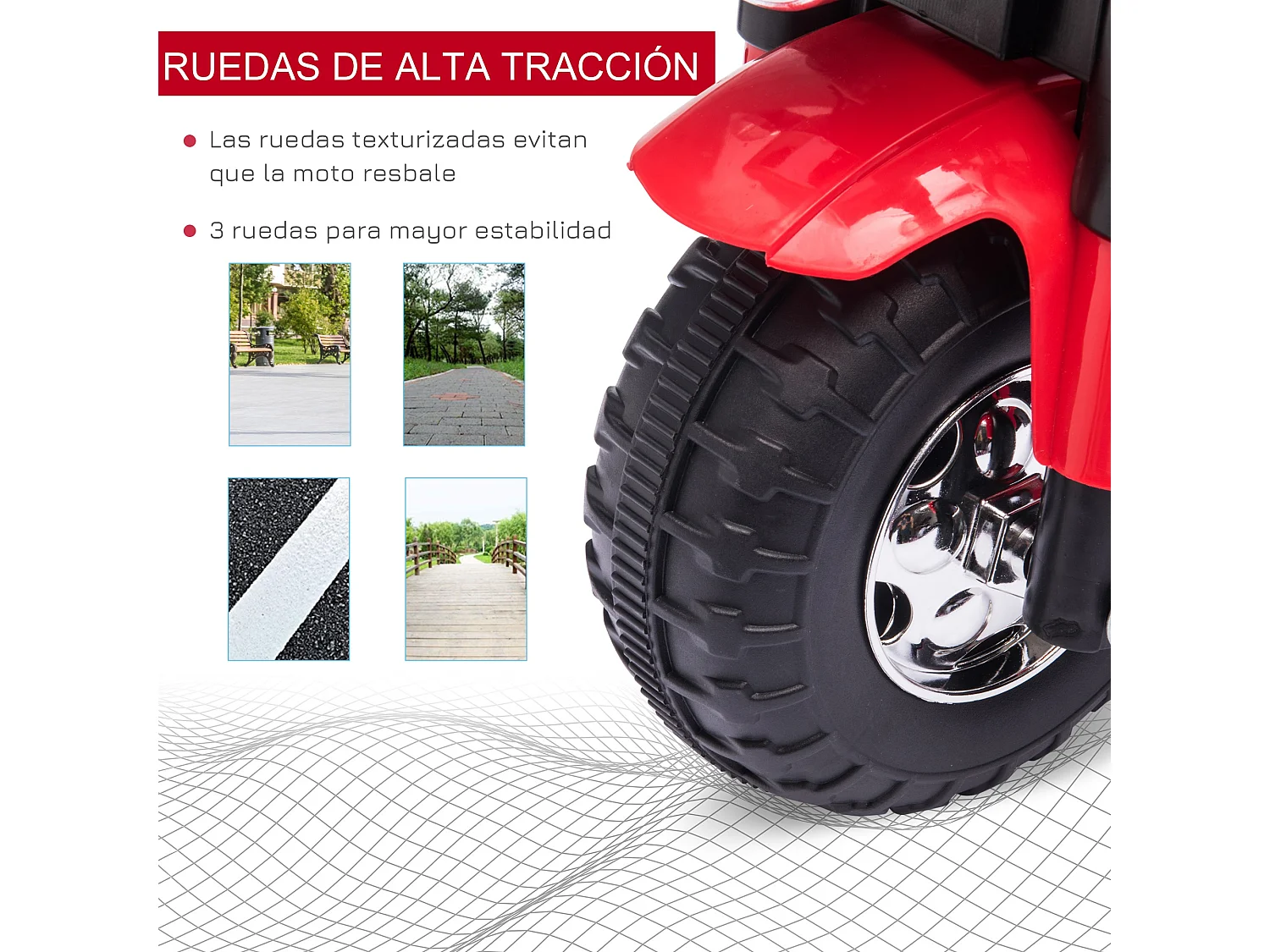 Moto eléctrica para niños rojo 72x57x56 cm HOMCOM