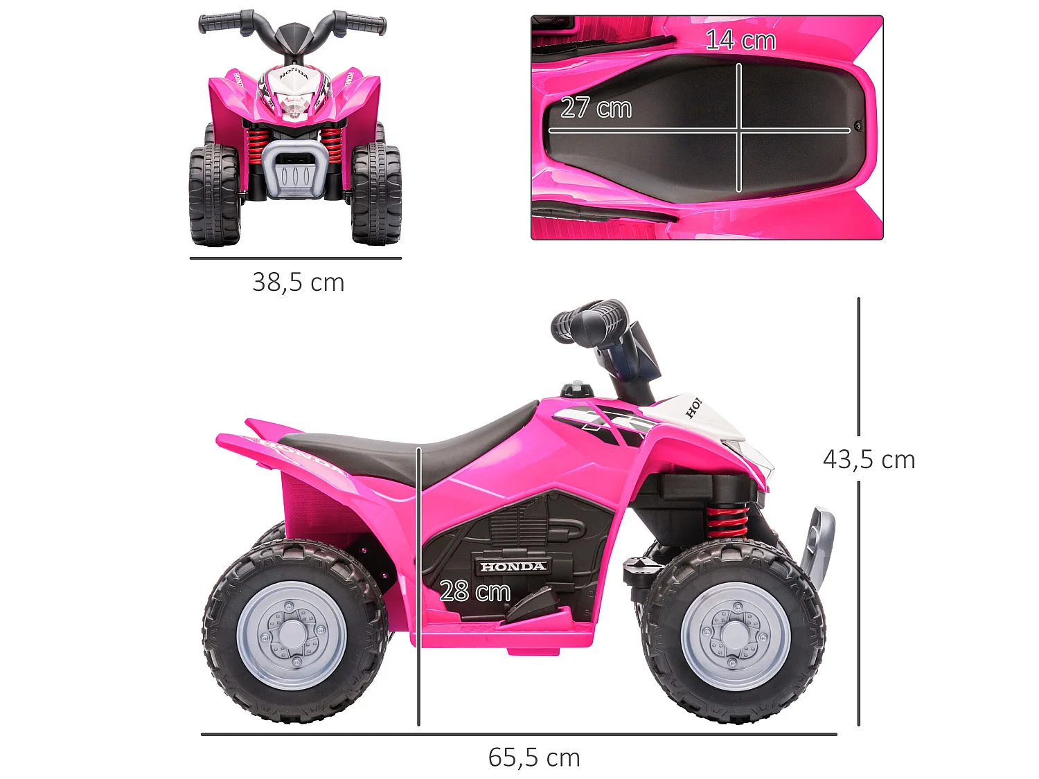 Quad eléctrico rosa 65.5x38.5x43.5 cm AIYAPLAY