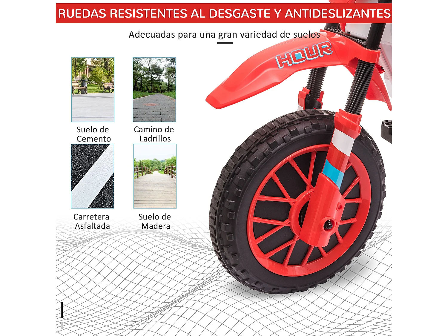 Moto eléctrica para niños rojo 106.5x51.5x68 cm HOMCOM
