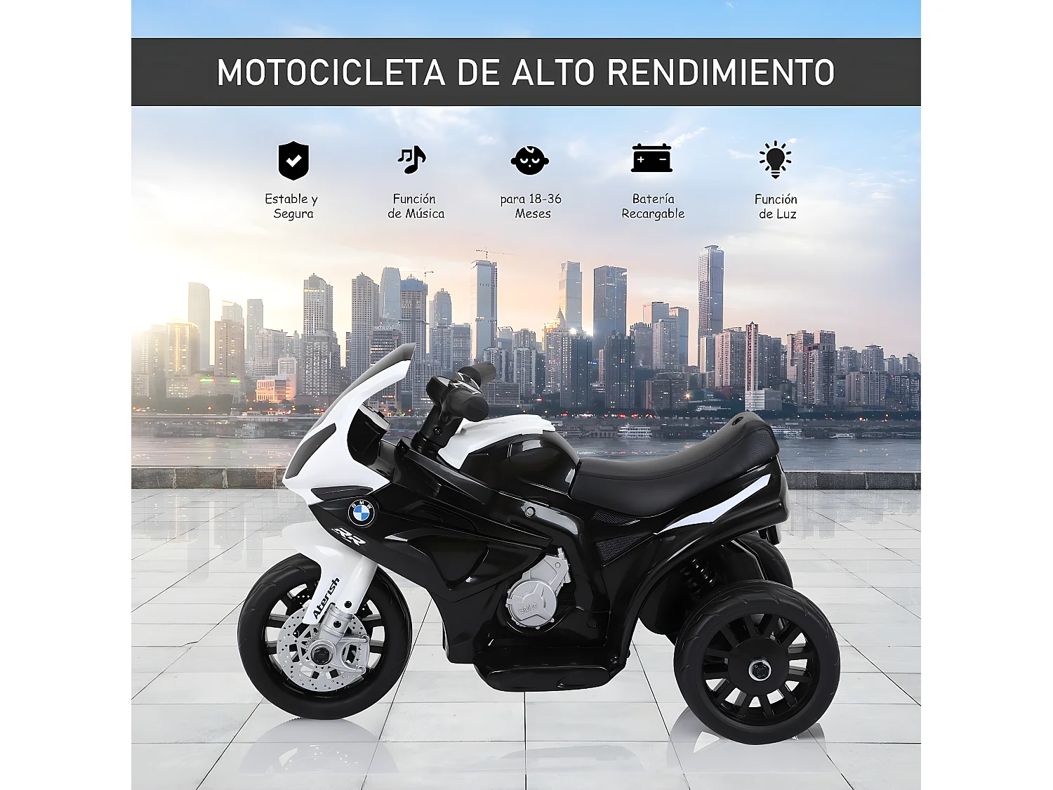 Moto eléctrica infantil negro 66x37x44cm HOMCOM