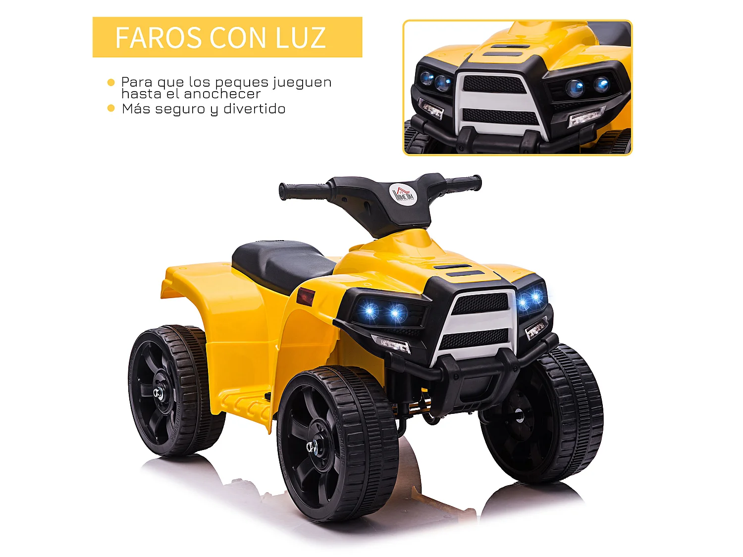 Quad eléctrico para niños amarillo 65x40x43 cm HOMCOM