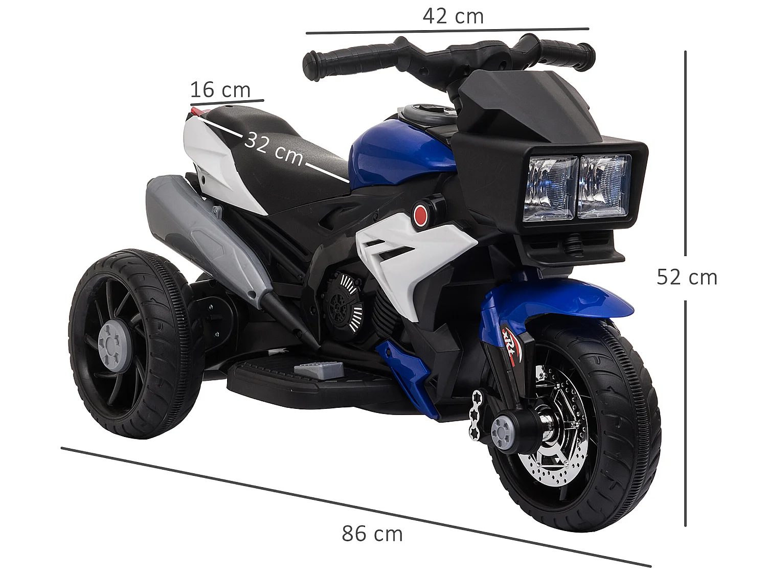 Moto eléctrica infantil azul 86x42x52 cm HOMCOM