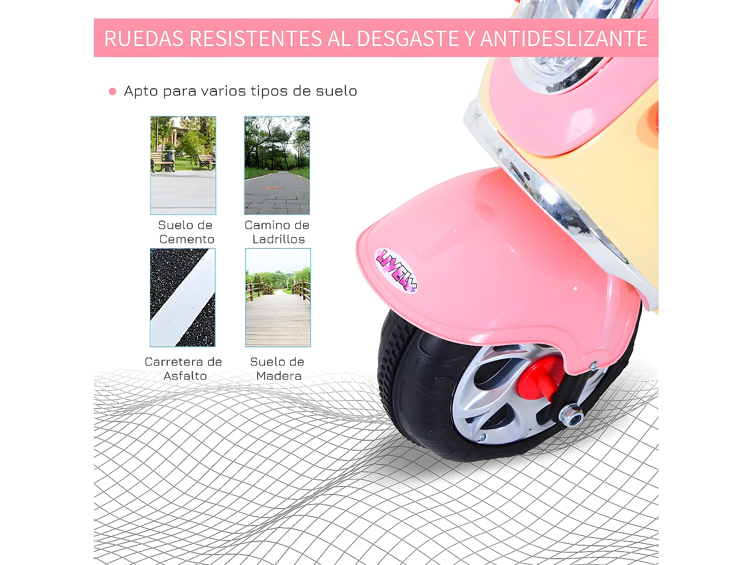Moto eléctrica infantil rosa 108x51x75 cm HOMCOM