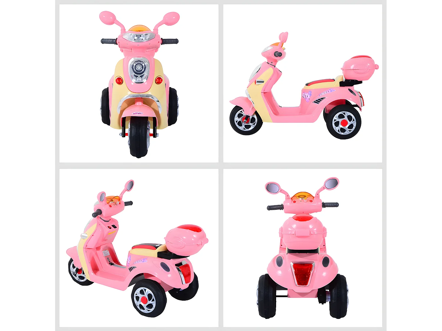 Moto eléctrica infantil rosa 108x51x75 cm HOMCOM