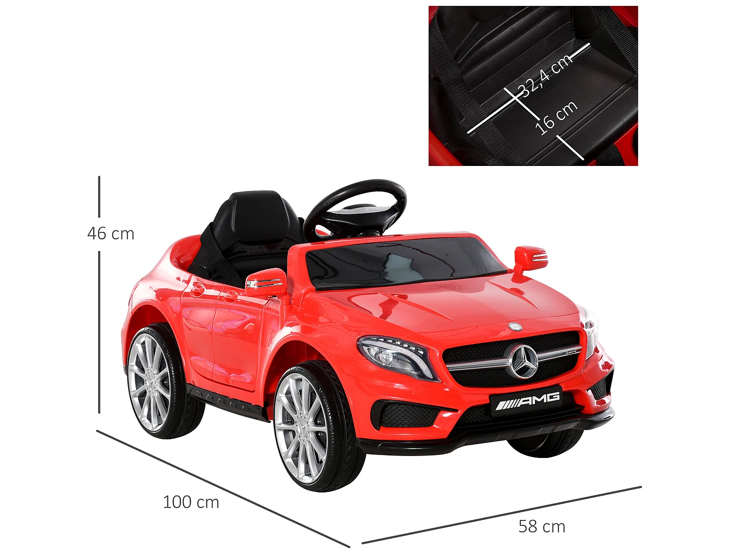 Coche eléctrico rojo 100x58x46cm HOMCOM