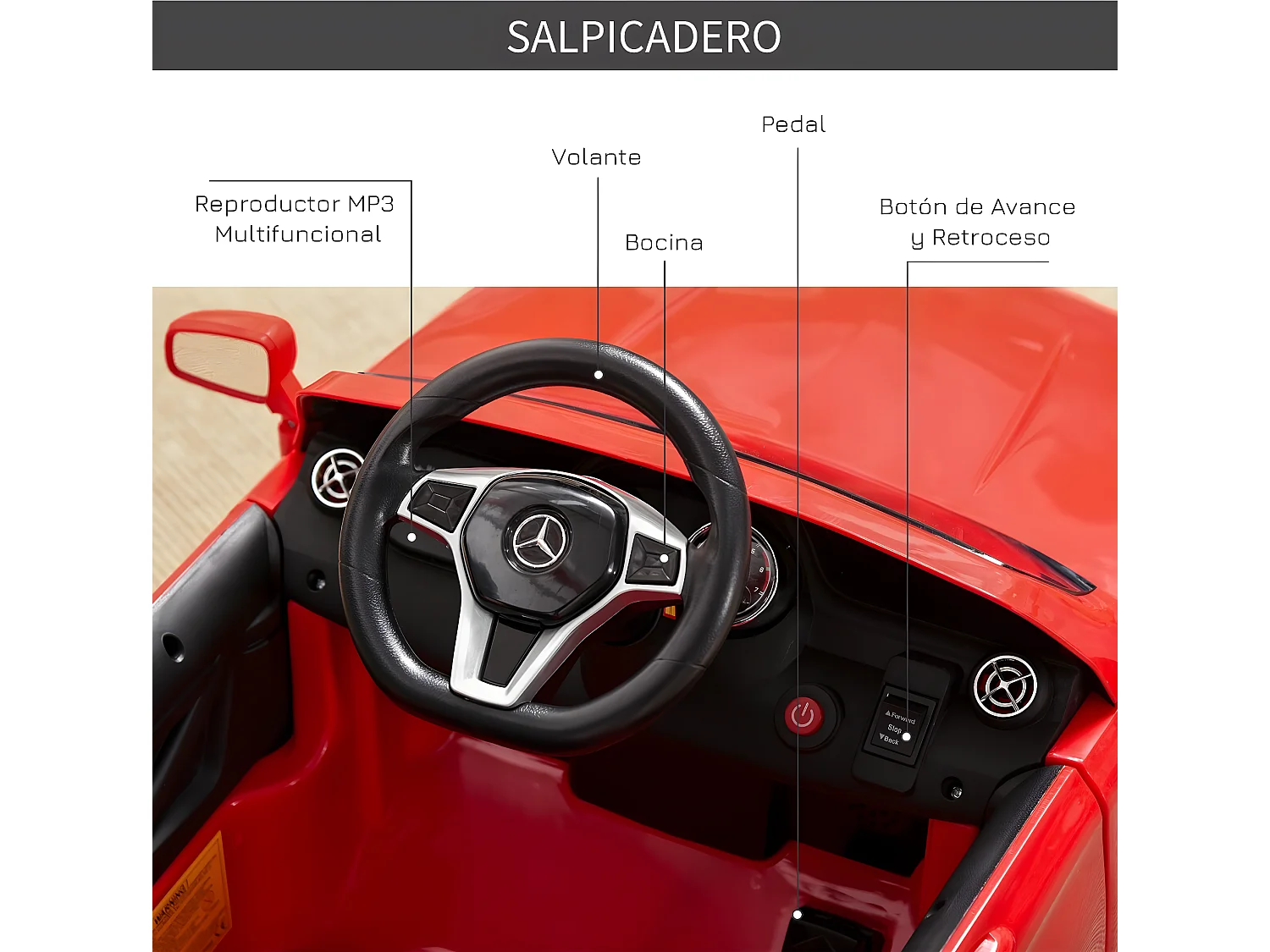 Coche eléctrico rojo 100x58x46cm HOMCOM