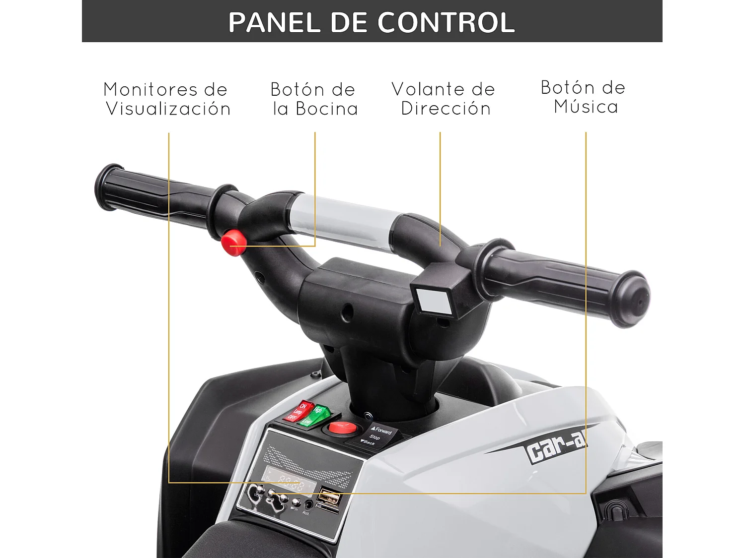 Quad eléctrico infantil blanco 83x53x55.5 cm HOMCOM