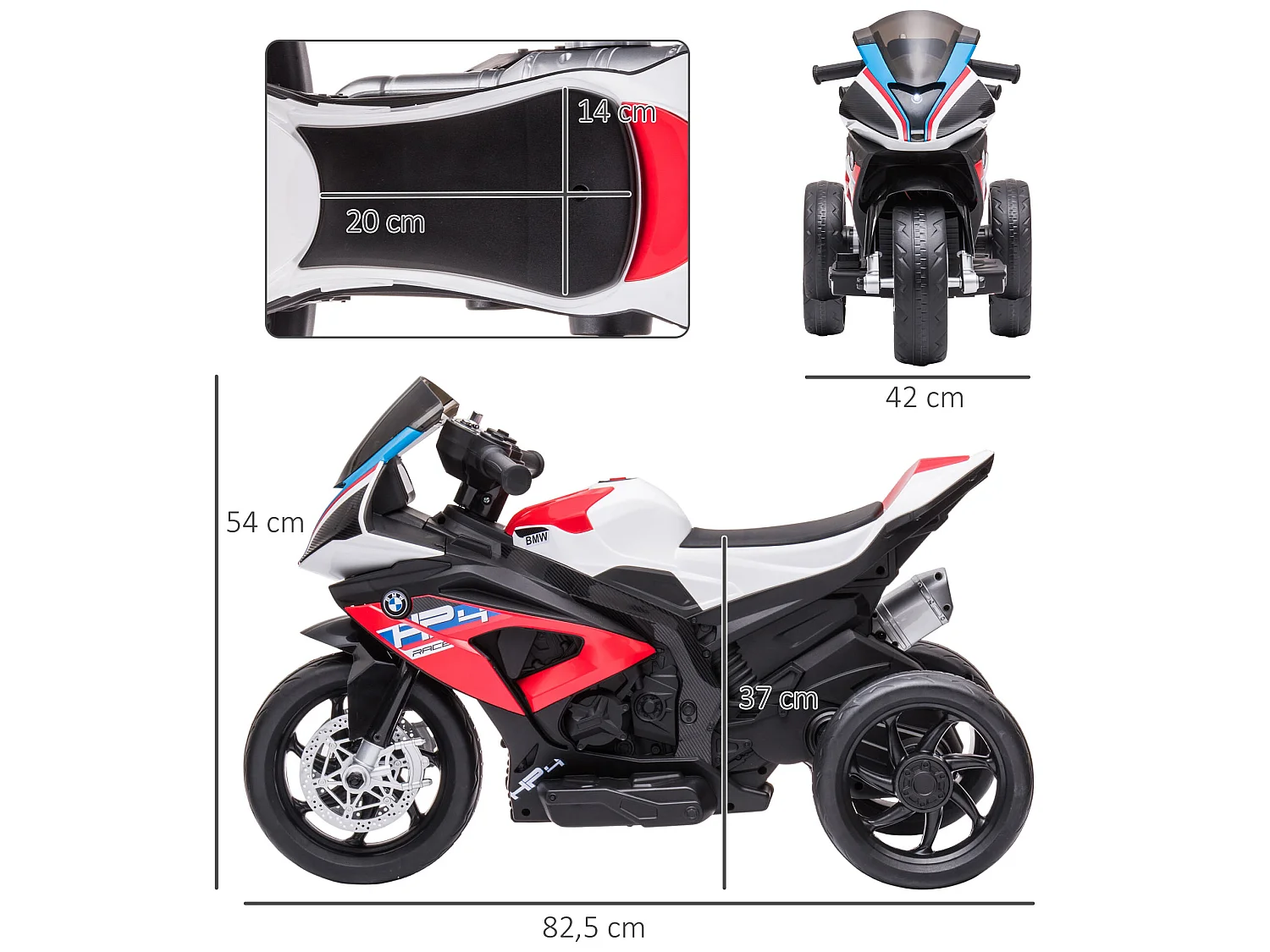 Moto eléctrica infantil rojo 82.5x42x54 cm HOMCOM