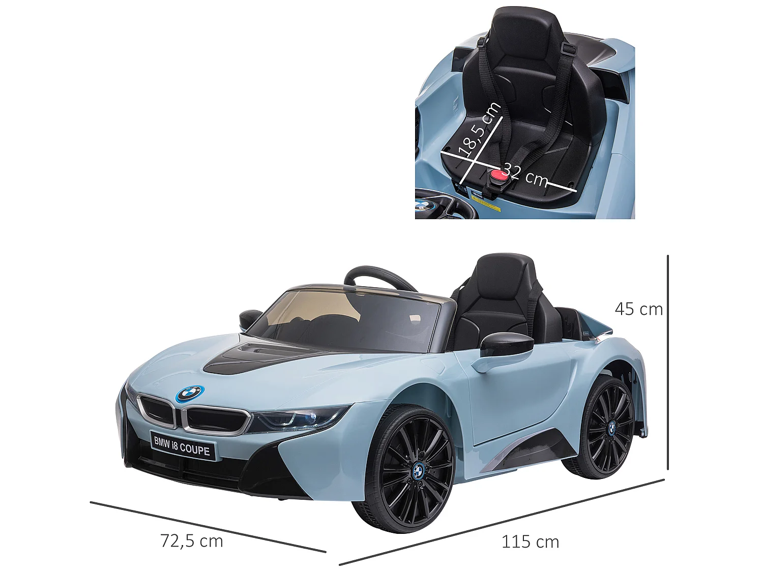 Coche eléctrico para niños azul 115x72.5x46 cm HOMCOM