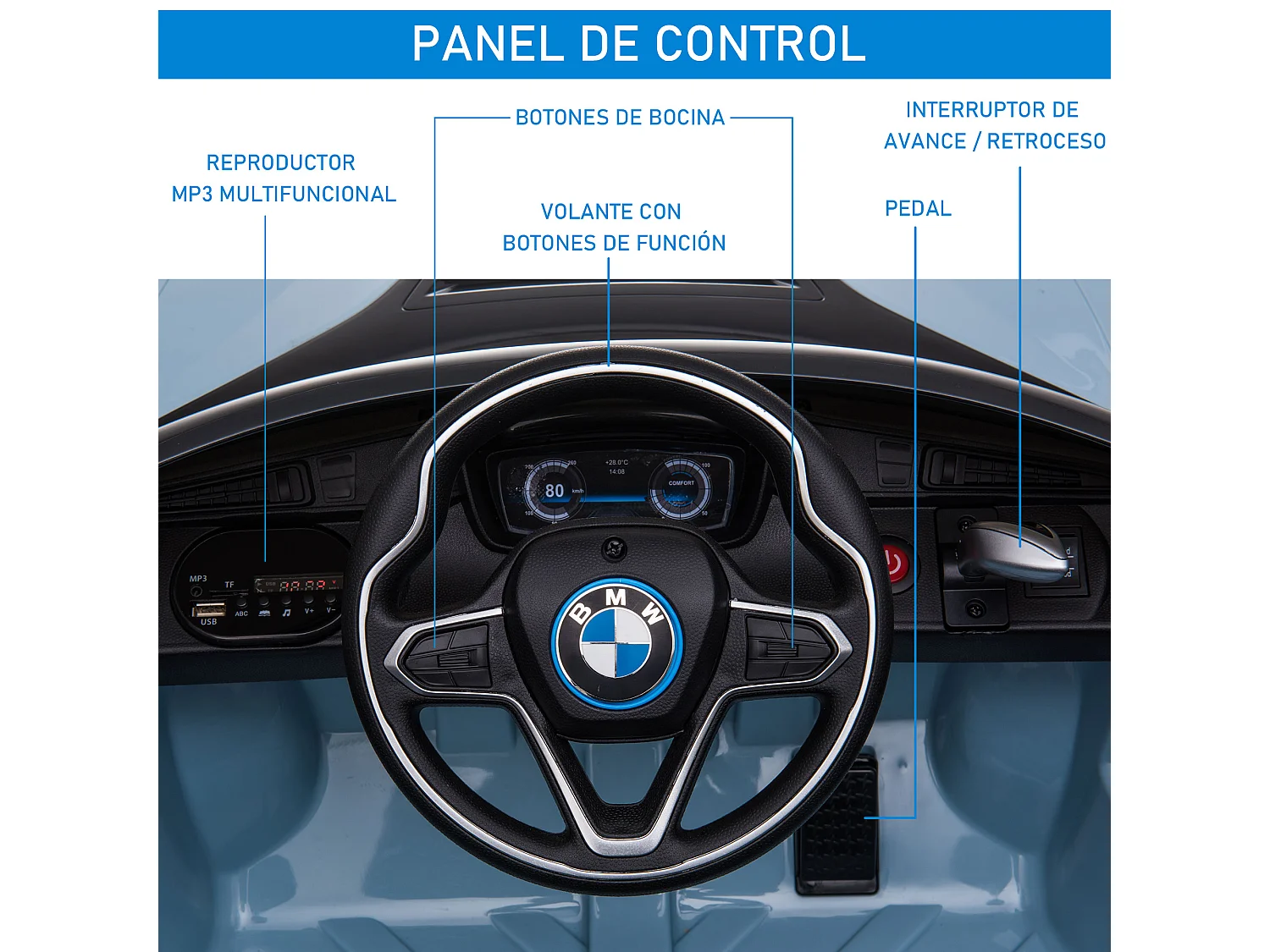 Coche eléctrico para niños azul 115x72.5x46 cm HOMCOM