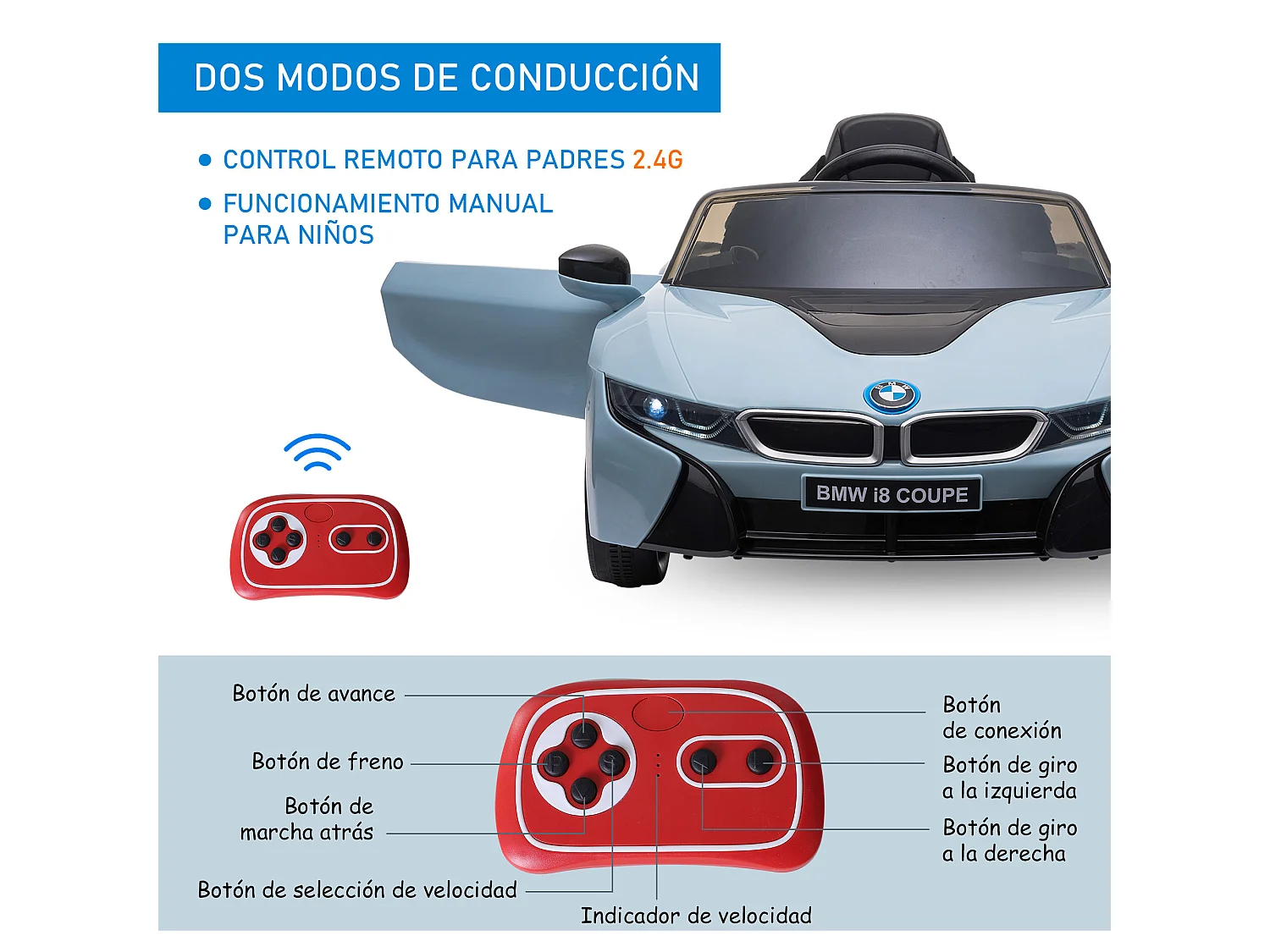 Coche eléctrico para niños azul 115x72.5x46 cm HOMCOM