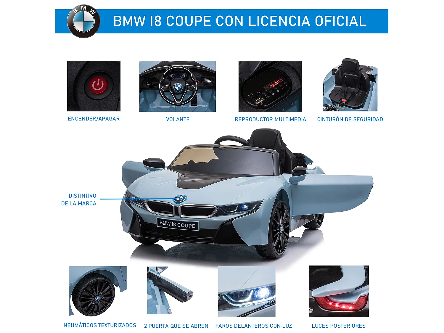 Coche eléctrico para niños azul 115x72.5x46 cm HOMCOM