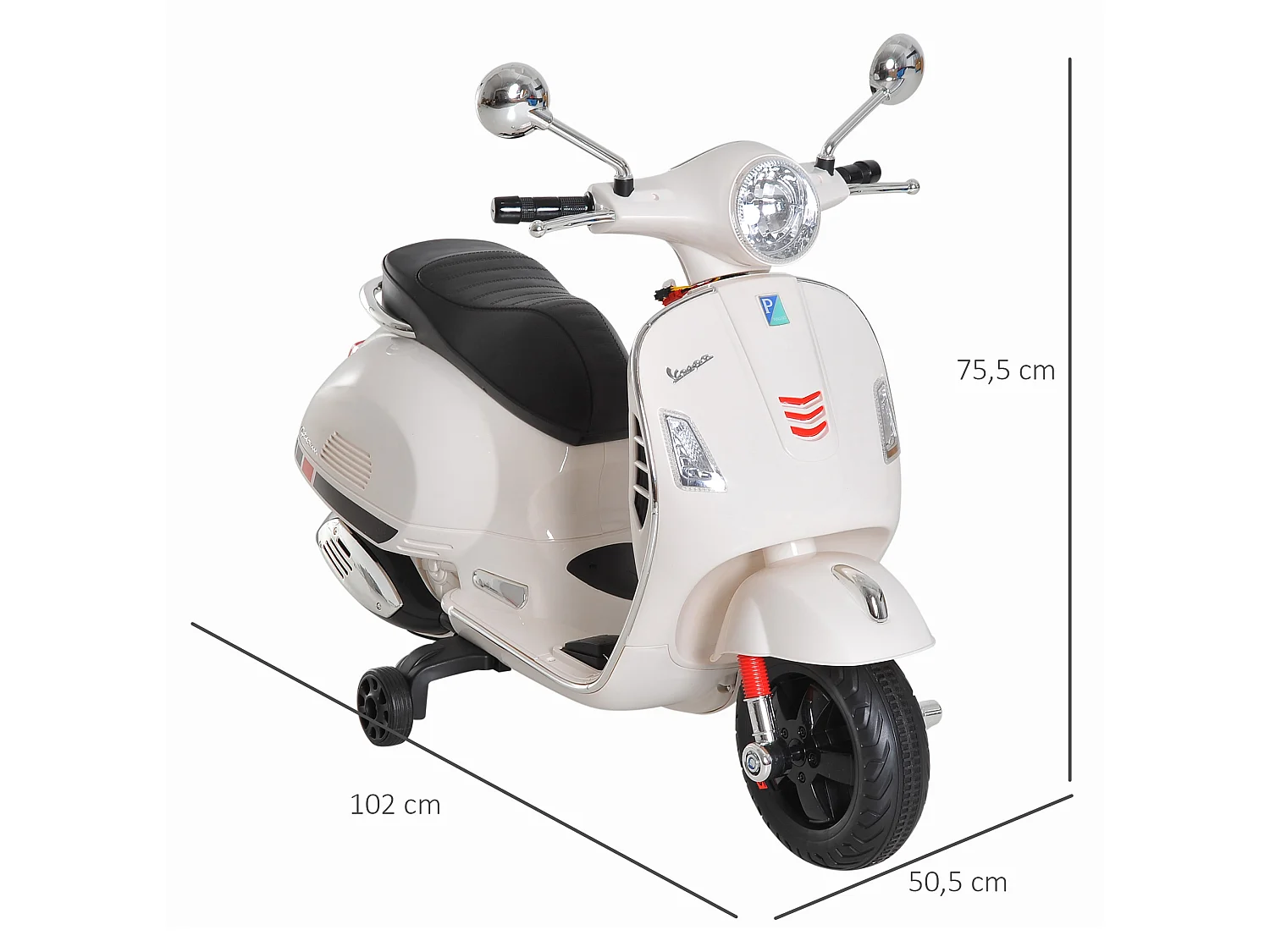 Moto eléctrica infantil blanco 102x50,5x75,5cm HOMCOM