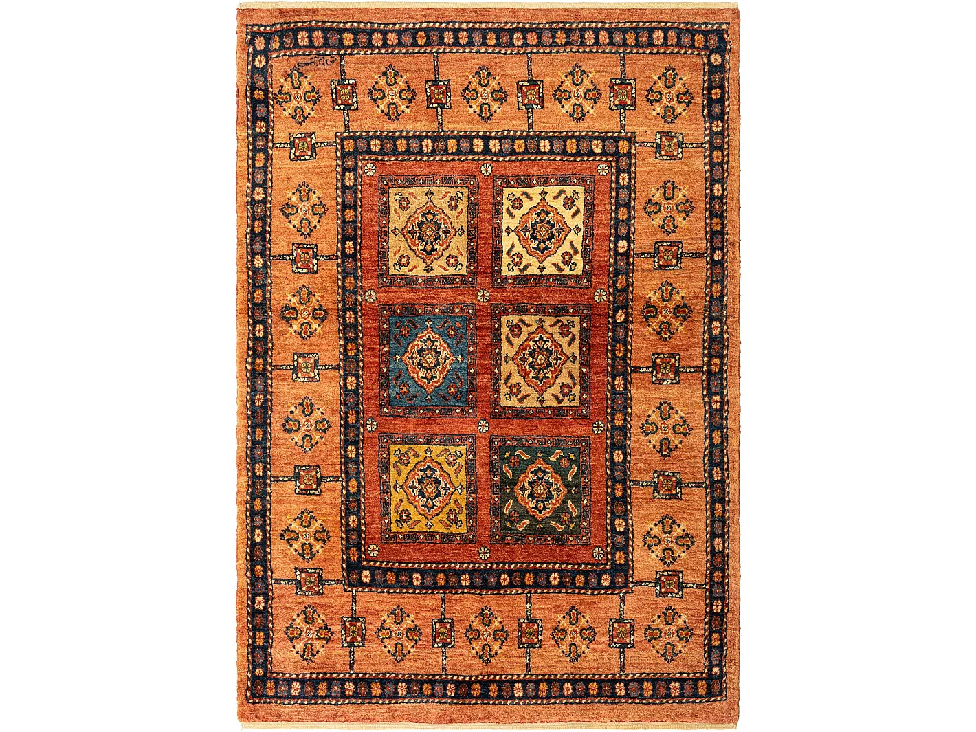 Tapis de laine 103x149 orange Kashkuli