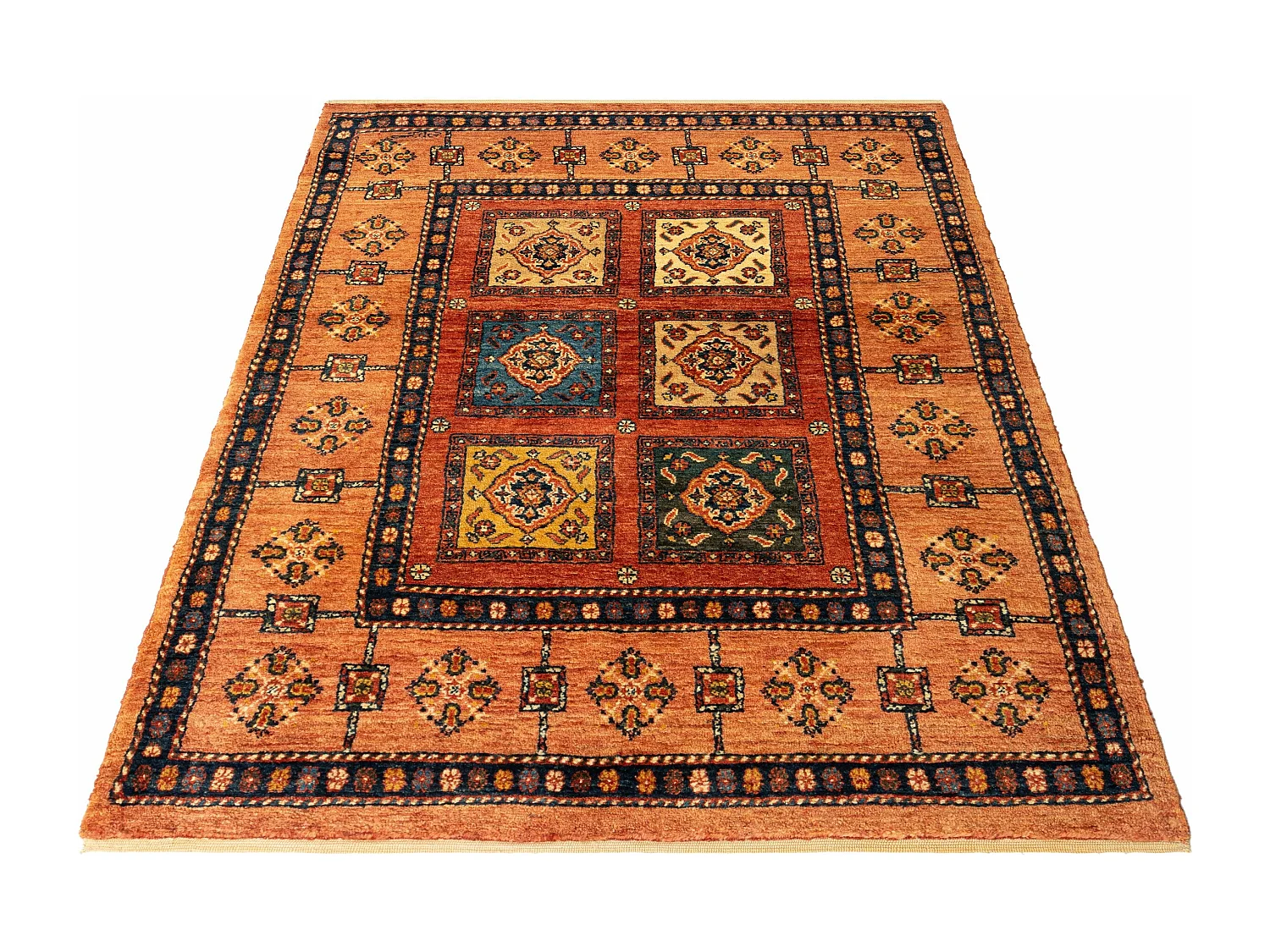 Tapis de laine 103x149 orange Kashkuli