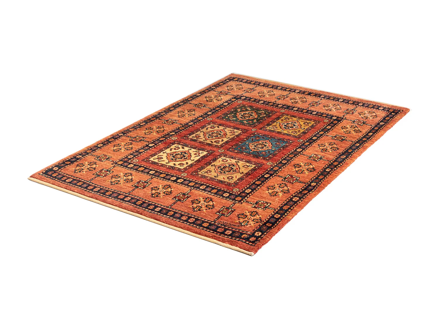 Tapis de laine 103x149 orange Kashkuli