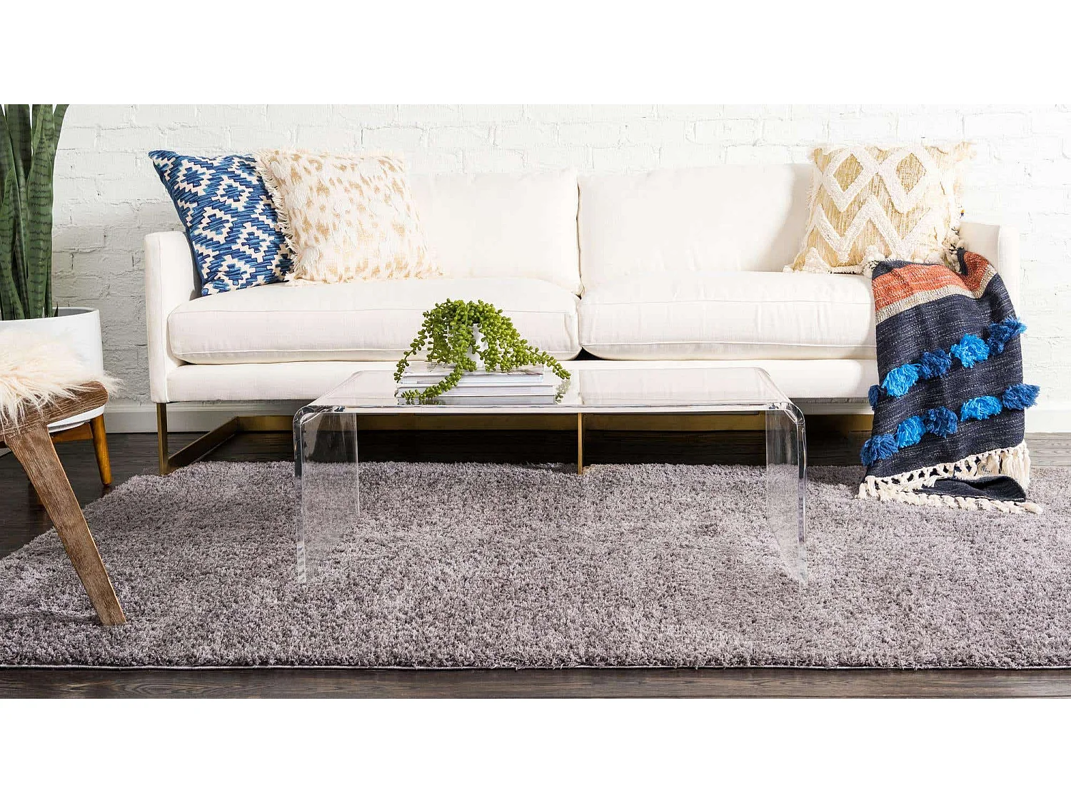 Tapis shaggy 160x245 gris Luzern