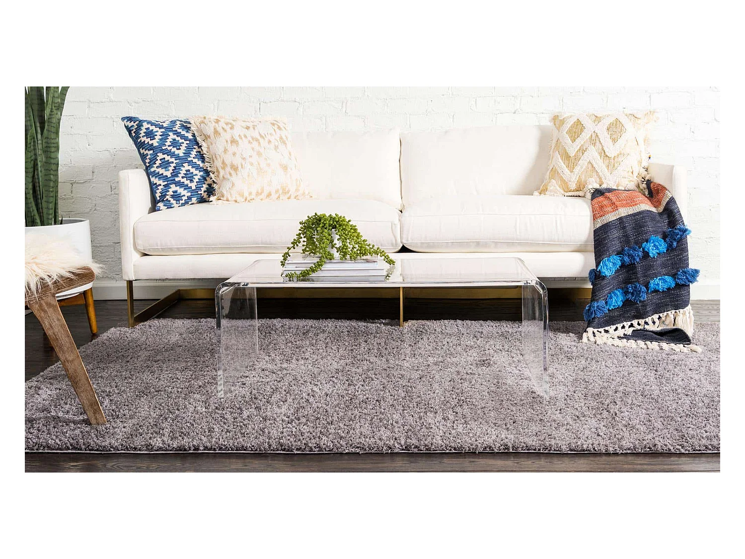 Hoogpolig tapijt 244x160 Grijs Luzern