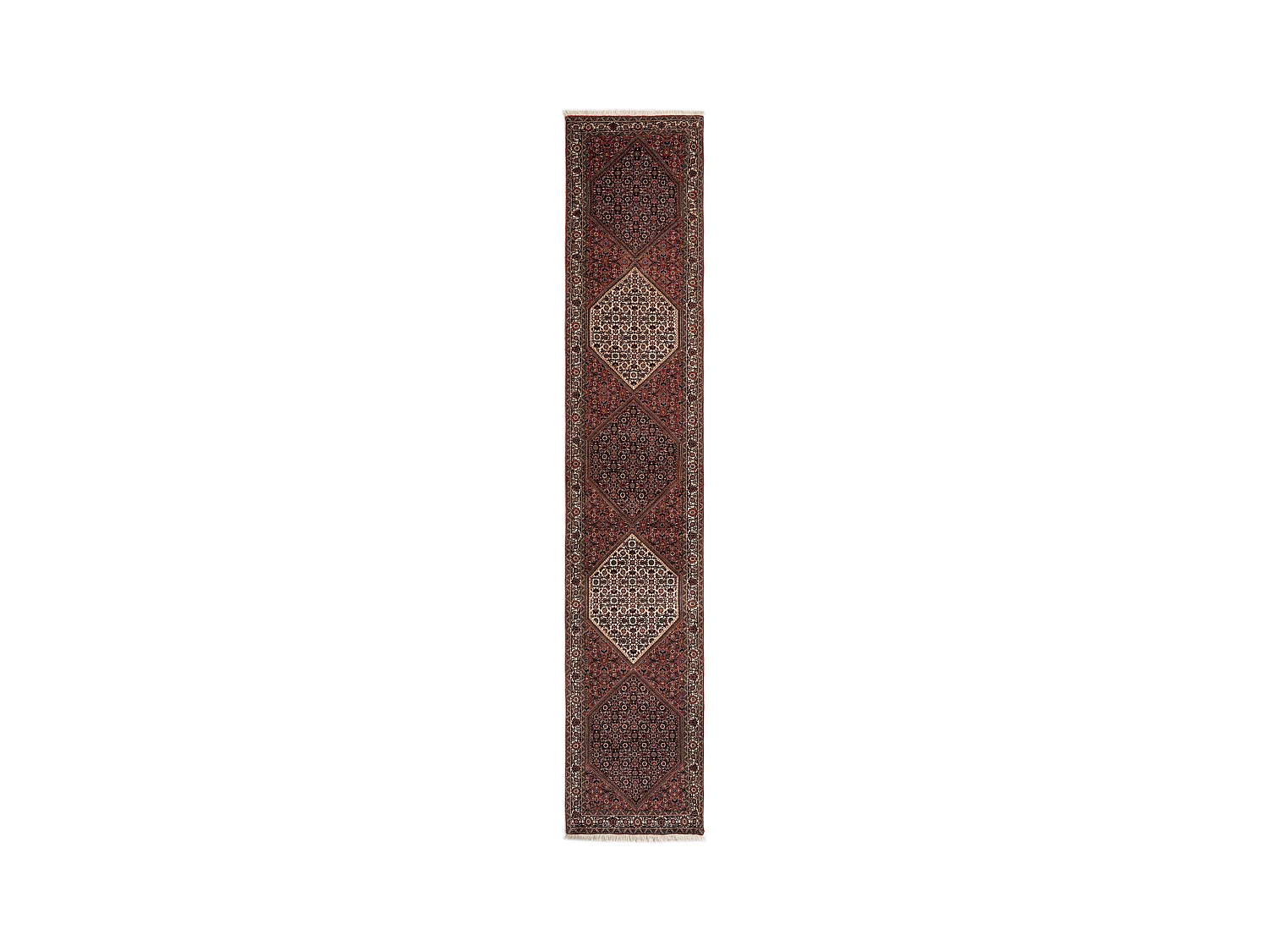 Läufer-Wollteppich 76x402 Rot Bidjar