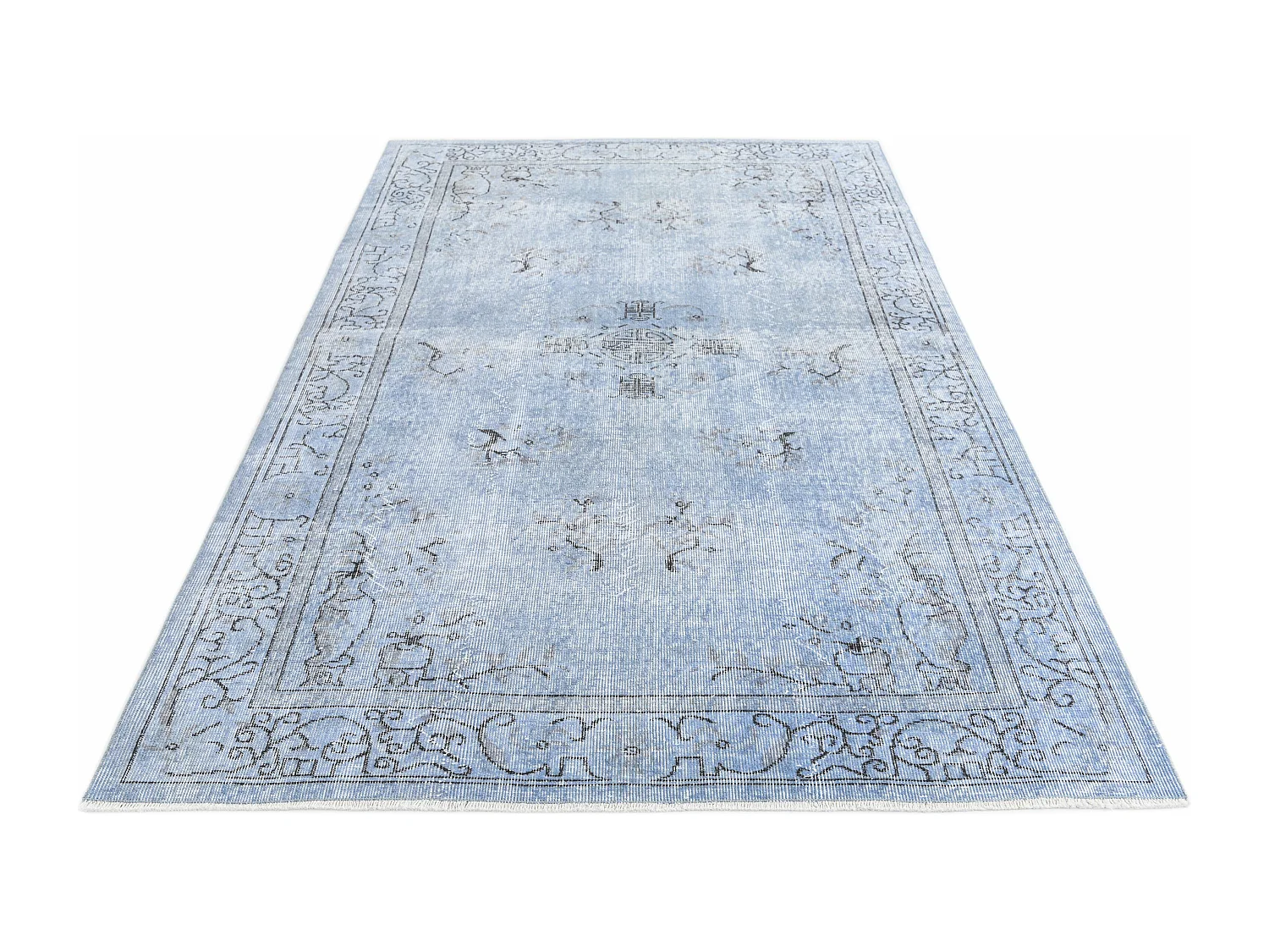 Tapis de laine 160x272 Bleu Ultra Vintage