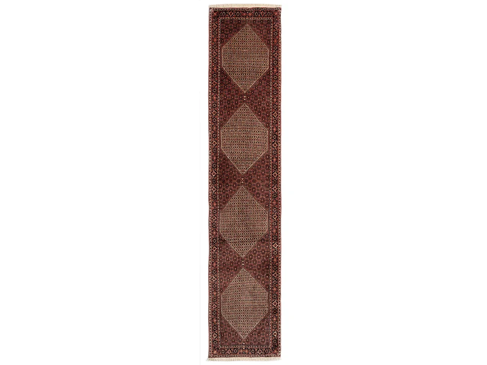 Tapis de couloir en laine 84x387 rouge Bidjar