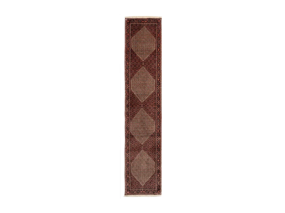 Läufer-Wollteppich 84x387 Rot Bidjar