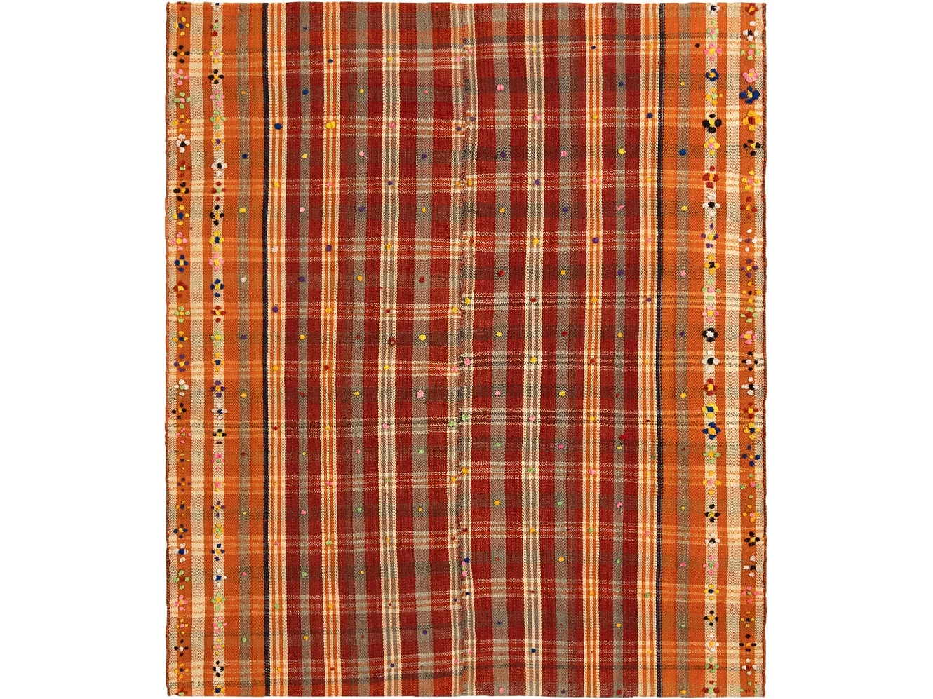 Tapis de laine 165x190 rouge Jajim