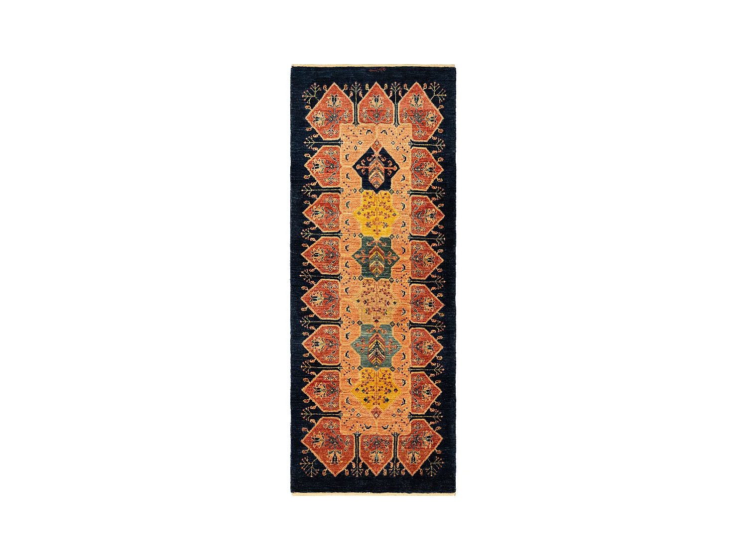 Tapis de couloir en laine 78x207 bleu Kashkuli