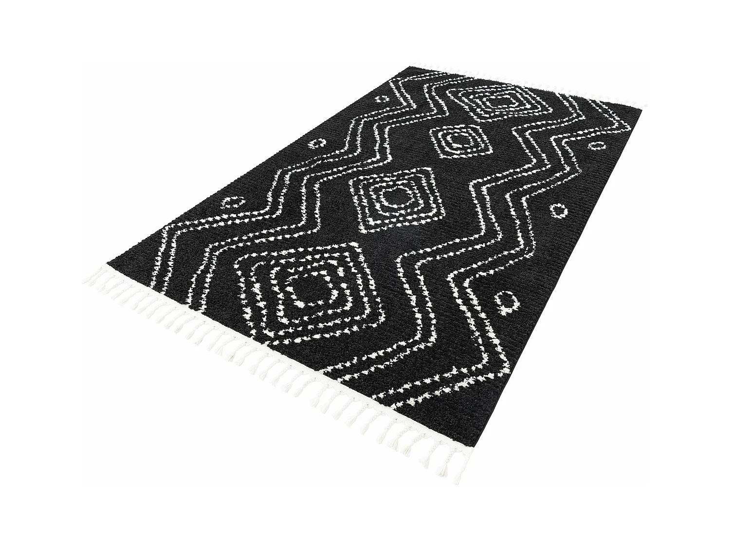 Hoogpolig tapijt 185x125 Zwart Frauenfeld Vaiana