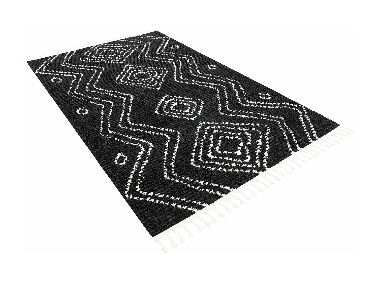 Tapis shaggy 125x185 noir Frauenfeld Vaiana