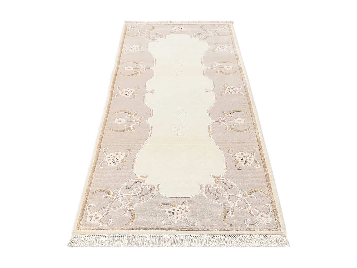 Läufer-Wollteppich 84x203 Beige Darya
