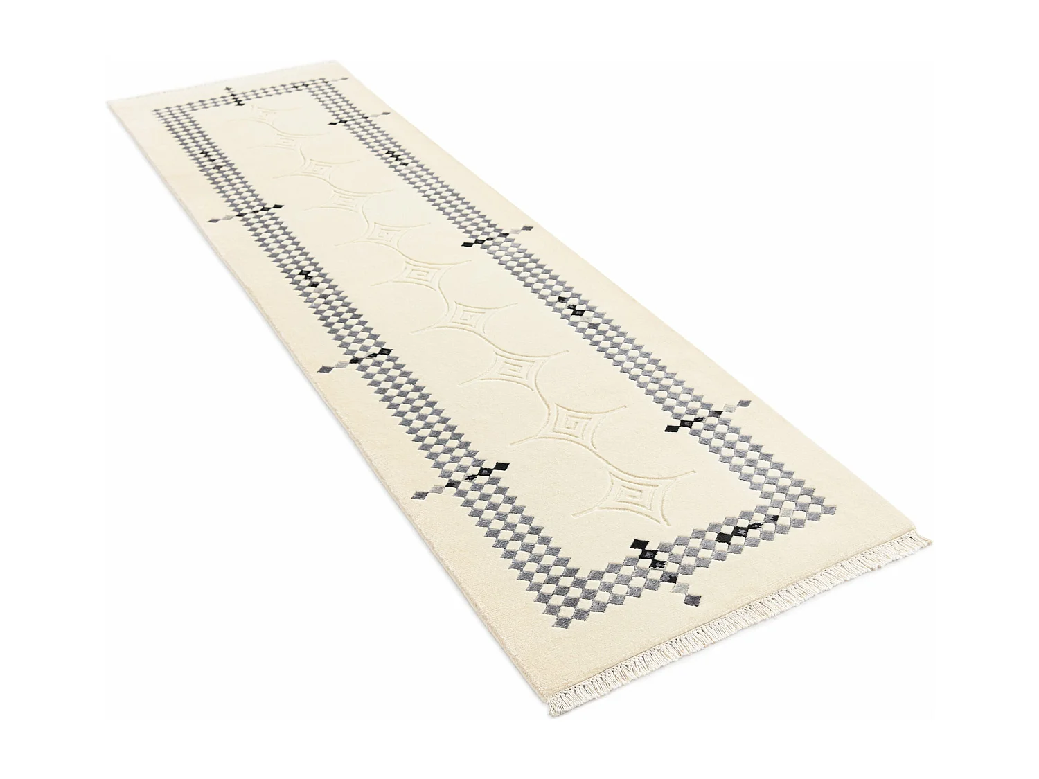 Tapis de couloir en laine 81x300 beige Darya