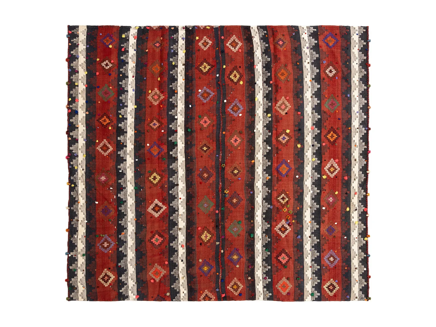 Tapis de laine 193x213 rouge Jajim