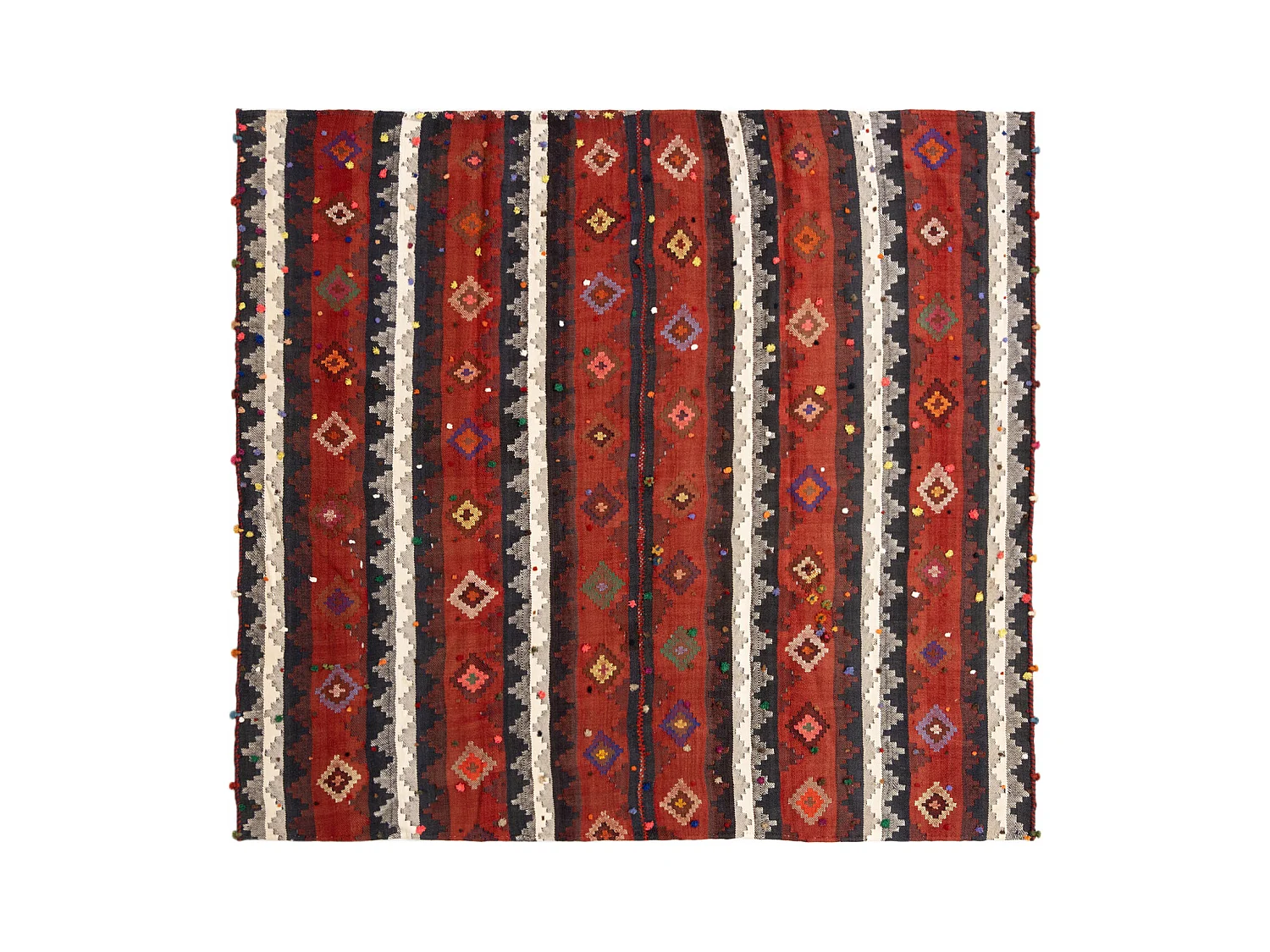 Tapis de laine 193x213 rouge Jajim