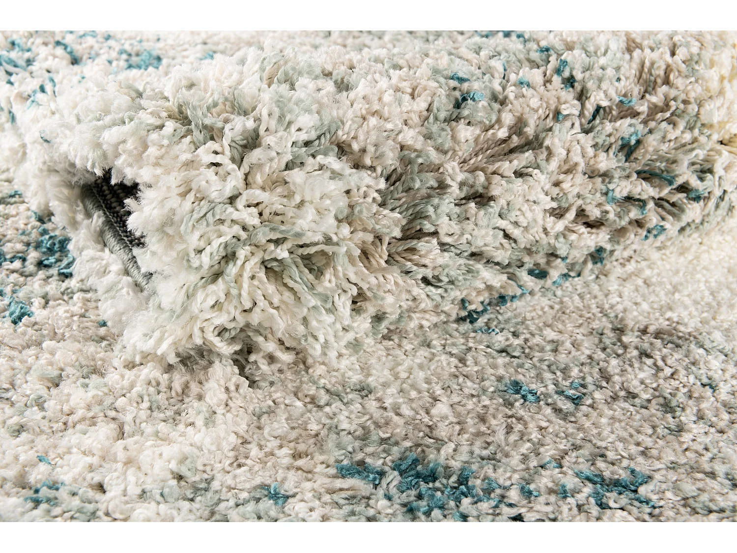 Hoogpolig tapijt 125x125 Beige - Groen Lachen Haze