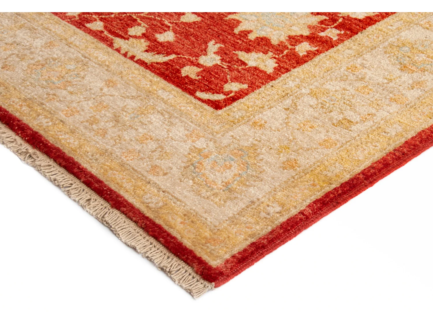Läufer-Wollteppich 123x409 Beige Kaizar
