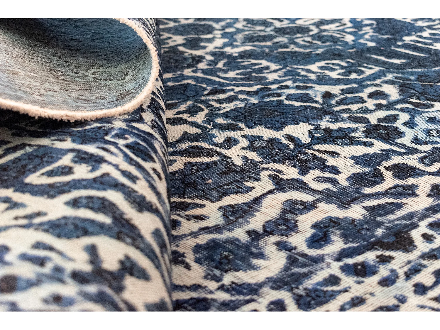 Tapis de laine 196x295 Bleu Vintage Royal