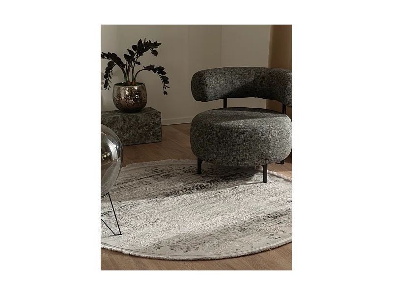 Teppich 160x160 Grau Schwarz Davos Charme