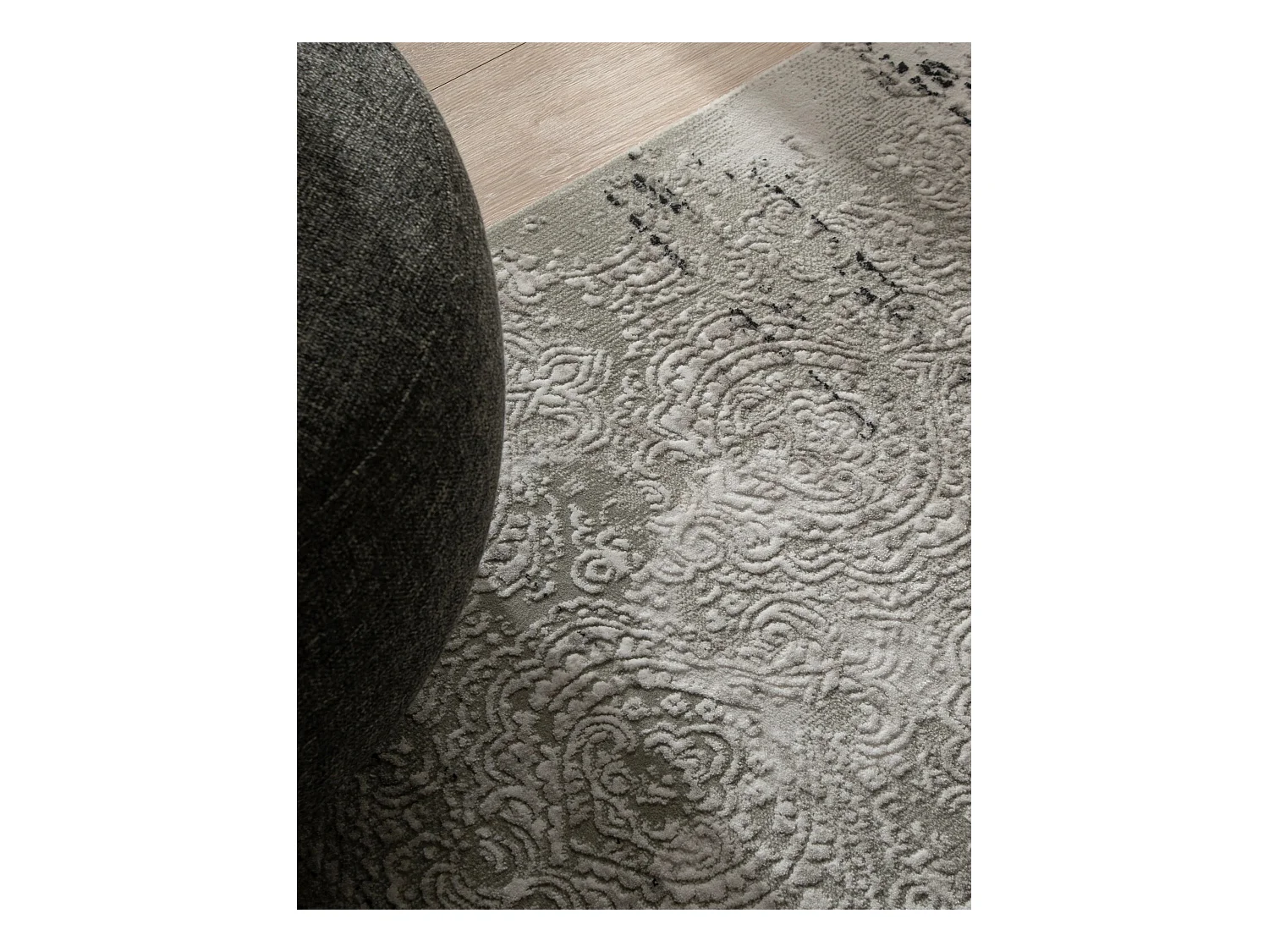 Tapis 160x160 gris noir Davos Charme