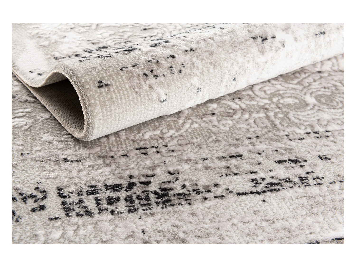 Tapis 160x160 gris noir Davos Charme